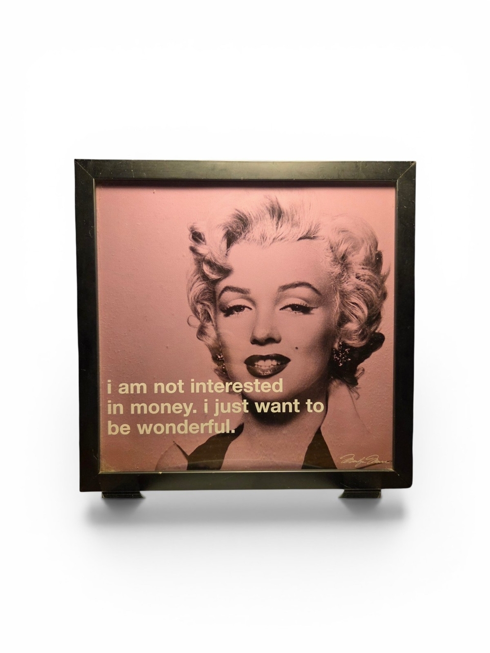 Z Gallerie Pink Marilyn Monroe Quote Art with Black Frame 13" x 13" ♡